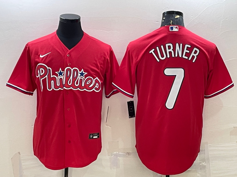 Men's Philadelphia Phillies Trea Turner #7 Red Jersey